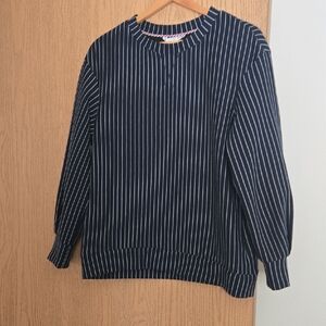 Tommy Hilfiger Dark Blue and White Pinstripe Top